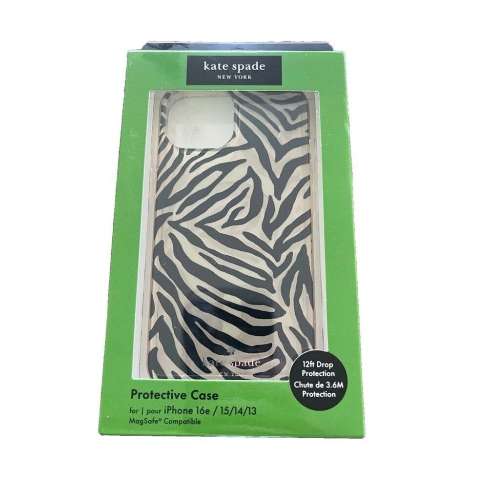 KATE SPADE iPhone 16e/15/14/13  Dark Zebra Print Protective Case BRAND NEW